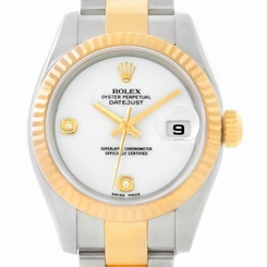 Rolex Datejust Steel 18K Yellow Gold Onyx Diamond Dial Watch 179173
