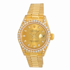 ROLEX 18K Yellow Gold Crown Collection Diamond President Datejust 69158 Factory