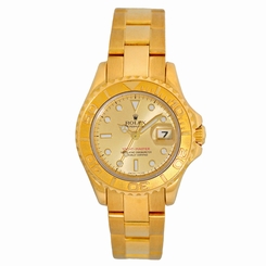 ROLEX 18K Yellow Gold 29mm Yachtmaster Automatic 69628 Box Warranty MINTY