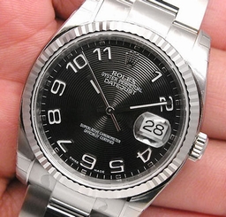 Rolex DATEJUST 116234 Mens Steel & White Gold Black Concentric Arabic Dial 36MM