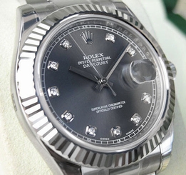 Rolex DATEJUST II 116334 Mens Steel & White Gold Rhodium Diamond Dial 41MM 683498458203