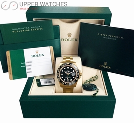 ROLEX GMT MASTER ll 116718 18K YELLOW GOLD BLACK DIAL CERAMIC BEZEL