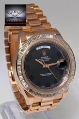 Rolex Day-Date II 18k Rose Gold & Diamond Mens President 41mm Watch & Box 218235