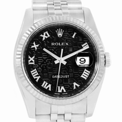 Rolex Datejust Mens Steel 18K White Gold Anniversary Dial Watch 116234 845960035095