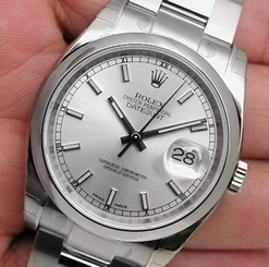 Rolex DATEJUST 116200 Mens Steel Oyster Silver Index Dial Domed Bezel 36MM