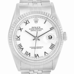 Rolex Datejust Steel White Gold White Roman Dial Automatic Watch 16234