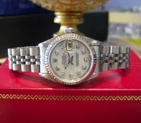 Ladies ROLEX Datejust Stainless Steel White Gold Mother-of-Pearl Dial Watch