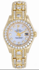 Rolex Ladies Masterpiece/Pearlmaster Gold Mother of Pearl Diamond Watch 69298