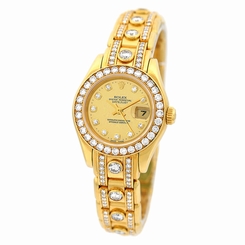 ROLEX 18K Yellow Gold Masterpiece Pearlmaster Factory Super Karat Diamond 69298