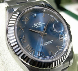 Rolex DATEJUST II 116334 Mens Steel & 18K White Gold Blue Roman Dial Oyster 41MM 683498458203