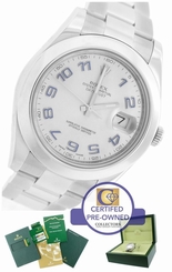 Men's Rolex DateJust II 41mm 116300 Silver Blue Arabic Smooth Stainless Watch 845960034548