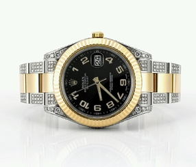Datejust 2 II 41mm Two Tone Watch Iced Out 6.50 Ct Diamonds Video 845960002370