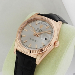 Rolex Day Date 36mm 118135 18k Rose Gold Silver Dial NEW Retail: $23,550