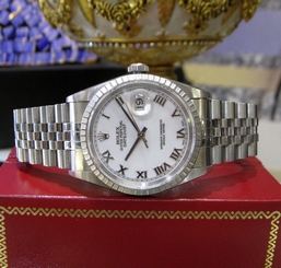 Mens ROLEX Oyster Perpetual Datejust Stainless Steel Roman Numeral Watch