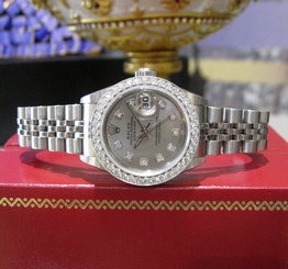 Ladies ROLEX Oyster Perpetual Datejust Diamond Bezel/Dial Stainless Steel Watch