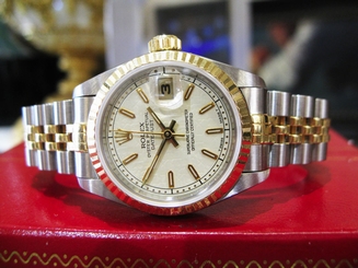 LADIES ROLEX OYSTER PERPETUAL DATEJUST GOLD & STAINLESS STEEL WATCH c 1994