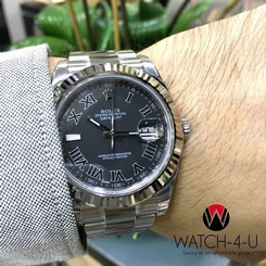 Unworn 2016 Rolex Datejust II 116334 Black Roman 18k WG Full Set Mens Watch 683498458203