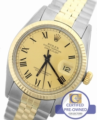 MINT 1980 Mens Vintage Rolex DateJust Gold Stainless 36mm Champagne Watch 16013