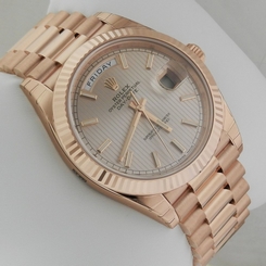 Rolex Day-Date President Rose Gold 40mm 228235 Sundust Stripe Dial Ret: $37,550