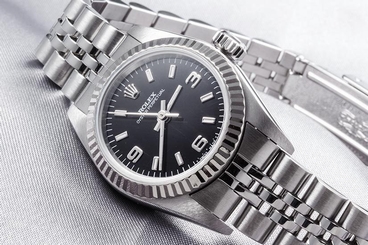 Pre-owned Rolex Datejust 67194 SS x WG Automatic Black Dial Ladies Watch,AS