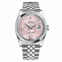 NEW Rolex Datejust Steel Pink Floral Arabic Jubilee Mens Watch 116200 PFAJ