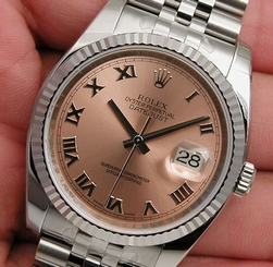 Rolex DATEJUST 116234 Mens Steel & White Gold Jubilee Salmon Roman Dial 36MM 845960035095