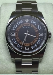 Rolex Oyster Perpetual No Date 116000 36mm Watches Black/Orange Arabic Dial B&P 845960064293