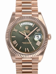 Rolex DAY-DATE President 40MM 228235 Mens Everose Gold Green Anniversary Roman 738759852006