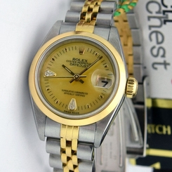 Rolex Lady Datejust Gold Mother of Pearl Teardrop Diamond 69163 WATCH CHEST