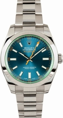 Rolex Milgauss Oyster Blue Dial Index SS Automatic Men Watch 116400 New in Box 683498429104