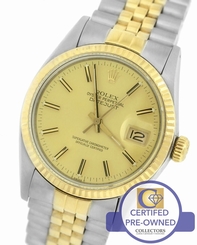 Men's Rolex DateJust 36mm 16013 Two-Tone 18K Yellow Gold Stainless Jubilee Watch