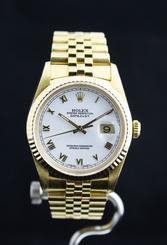 Men's Rolex Datejust 18K Yellow Gold White Dial Ref. 16238 Circa 1994 Unpolished