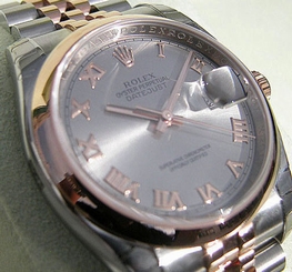 MENS ROLEX DATEJUST 116201 SS/18K PINK GOLD SILVER ROMAN DIAL JUBILEE 36MM - NEW