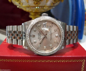 MENS ROLEX OYSTER PERPETUAL DATEJUST DIAMOND DIAL & DIAMOND BEZEL STAINLESS