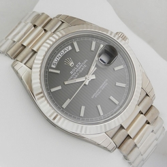 Rolex Day-Date White Gold President 40mm 228239 Rhodium Stripe NEW Ret: $37,550