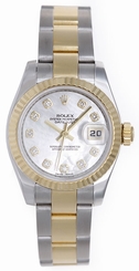 Rolex Datejust Ladies 2-Tone Diamond Watch Mother of Pearl Dial 179173