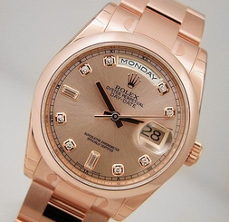 Rolex DAY DATE President 118205 Mens Everose Gold Oyster Pink Diamond Dial 36MM