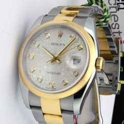 Rolex Datejust Gold Steel Silver Jubilee Diamond 116203 Oyster -WATCH CHEST