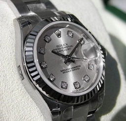 LADIES ROLEX DATEJUST 179174 SS/18K WG SILVER DIAMOND DIAL OYSTER 26MM - NEW