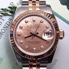 Ladies Rolex Datejust 179171 Everose Gold Dust MOP Diamonds Dial Goldust Watch