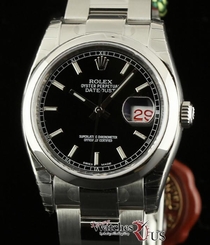 Rolex New Datejust 36mm 116200 Steel Domed Black 2007 Box/Papers/Warranty #RL27
