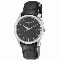 Tissot Men's 'Couturier' Black Dial Black Leather Strap Watch 7611608241677