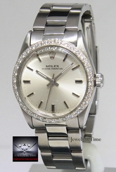 Rolex Oyster Perpetual No Date Steel Diamond Bezel Midsize Ladies Watch 6751