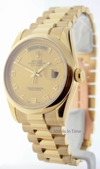 Rolex Day-Date President 18K Yellow Gold Champagne Arabic Dial Mens Watch 118208