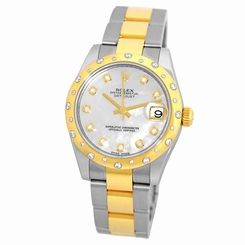 ROLEX Mid size 31mm Stainless & 18K Yellow Gold Datejust Diamond 178343 Warranty