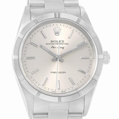 Rolex Air King Stainless Steel Silver Baton Dial Mens Watch 14010