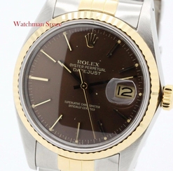 Vintage Men's Rolex Datejust 16013 Tropical Brown Dial 18KY Fluted Bezel 2/T #11