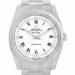 Rolex Oyster Perpetual Air King White Roman Dial Watch 114210