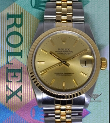 Rolex Datejust 18k Yellow Gold/Steel Champagne Dial Midsize 31mm Watch 68273