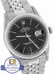 MINT Men's Rolex DateJust 16220 Black 36mm Jubilee Stainless Swiss Date Watch
